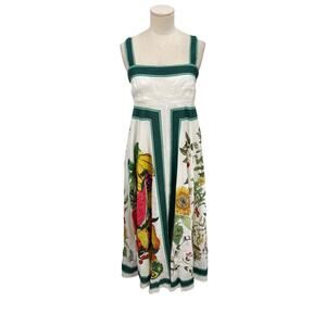 Alemais Fruitta Dress Linen Midi Sundress Floral Fruit Size AU 12 US 8